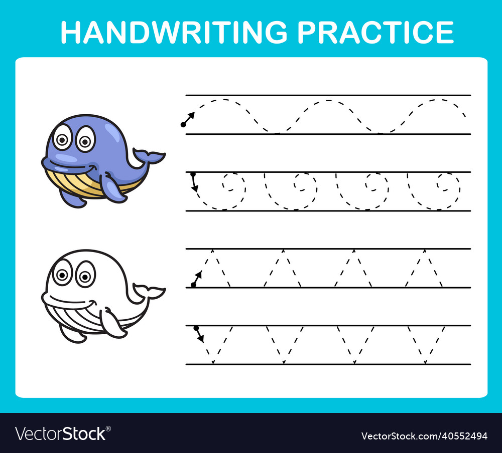 Handwriting practice sheet Royalty Free Vector Image