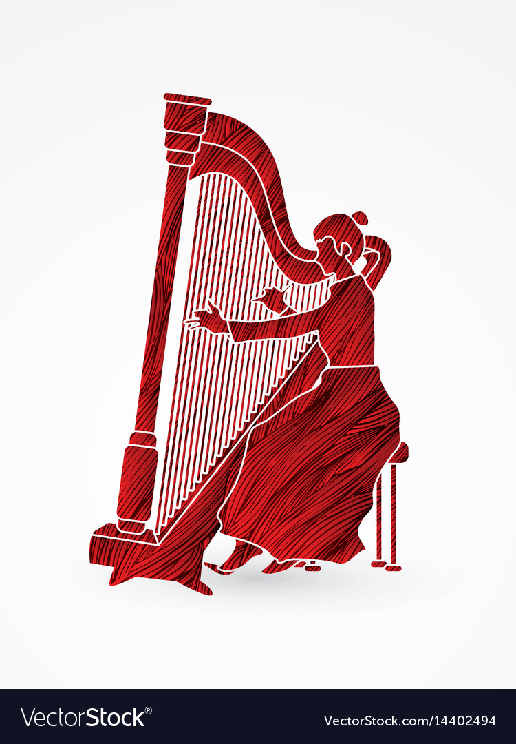 Harp player musician play lyre Royalty Free Vector Image