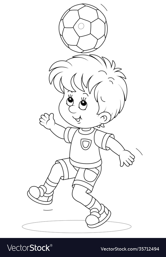 Little football player juggling a ball Royalty Free Vector