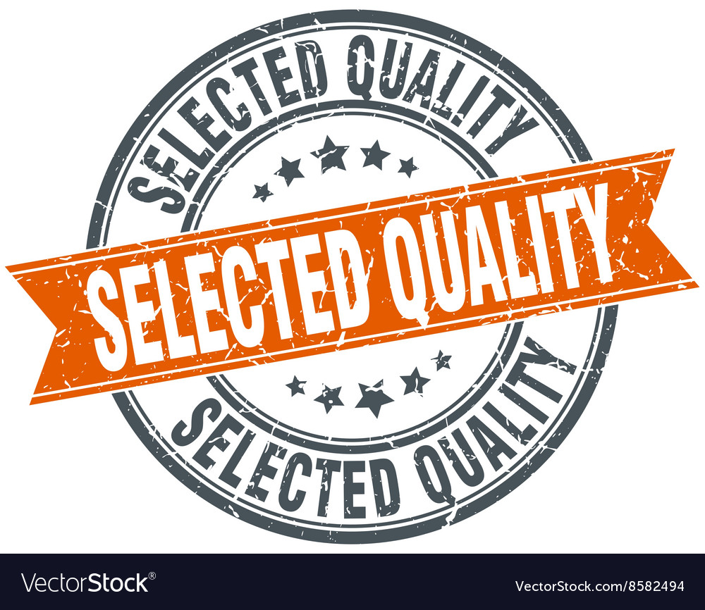 Selected quality round orange grungy vintage Vector Image