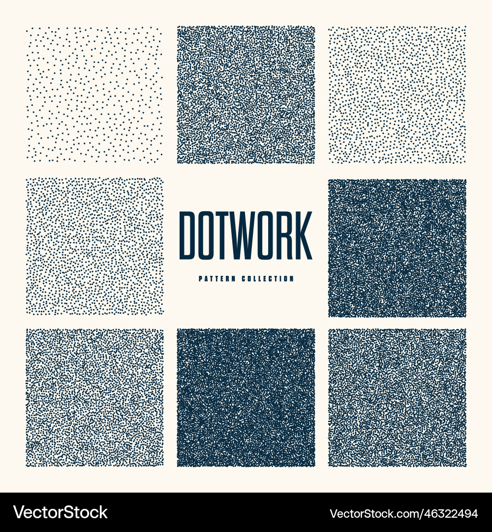 Square Shaped Dotted Objects Vintage Stipple Vector Image
