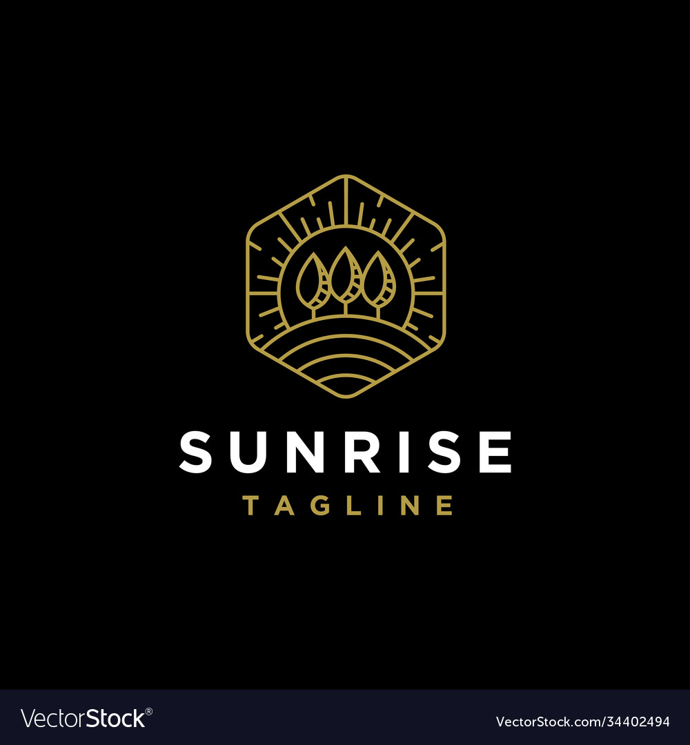 Sunrise outdoor landscape logo template Royalty Free Vector