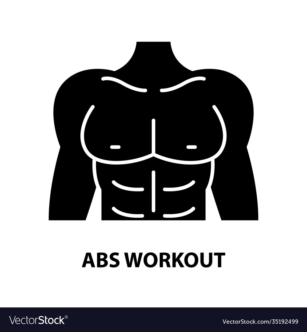 Abs workout icon black sign with editable Vector Image