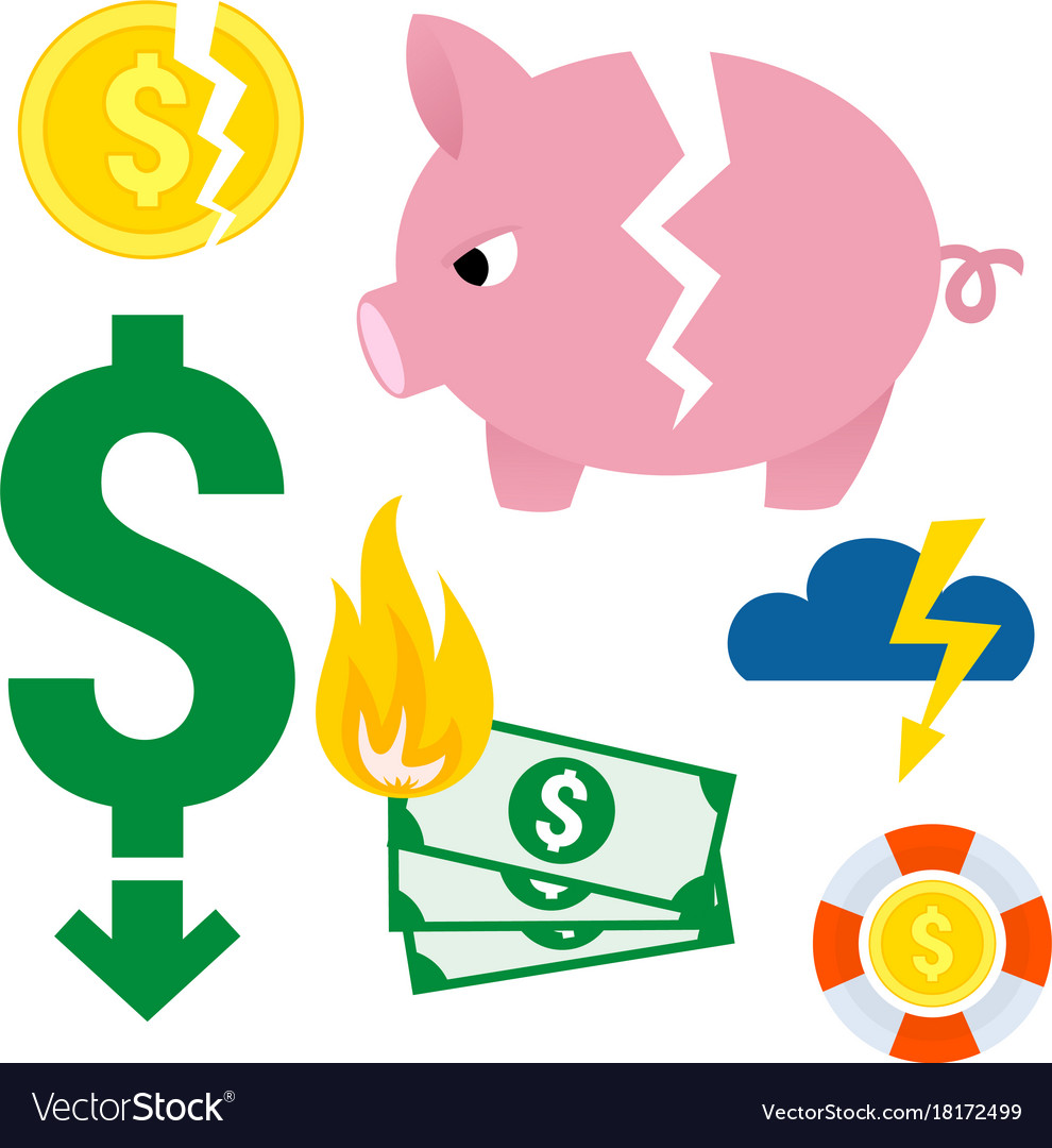 Crisis Symbols Concept Problem Economy Banking Vector Image