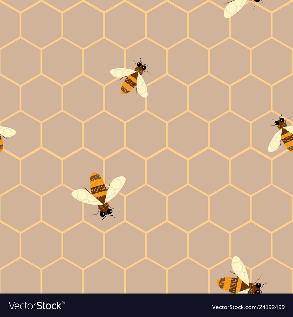 Seamless Pattern With Bee And Honeycomb Modern Vector Image 4098