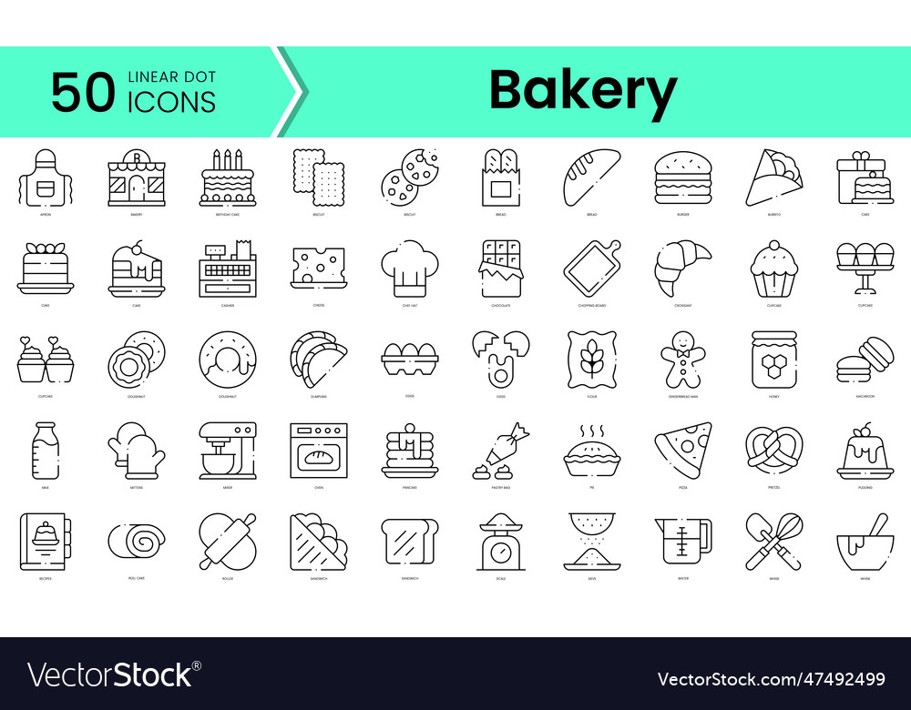 Set of bakery icons line art style bundle Vector Image