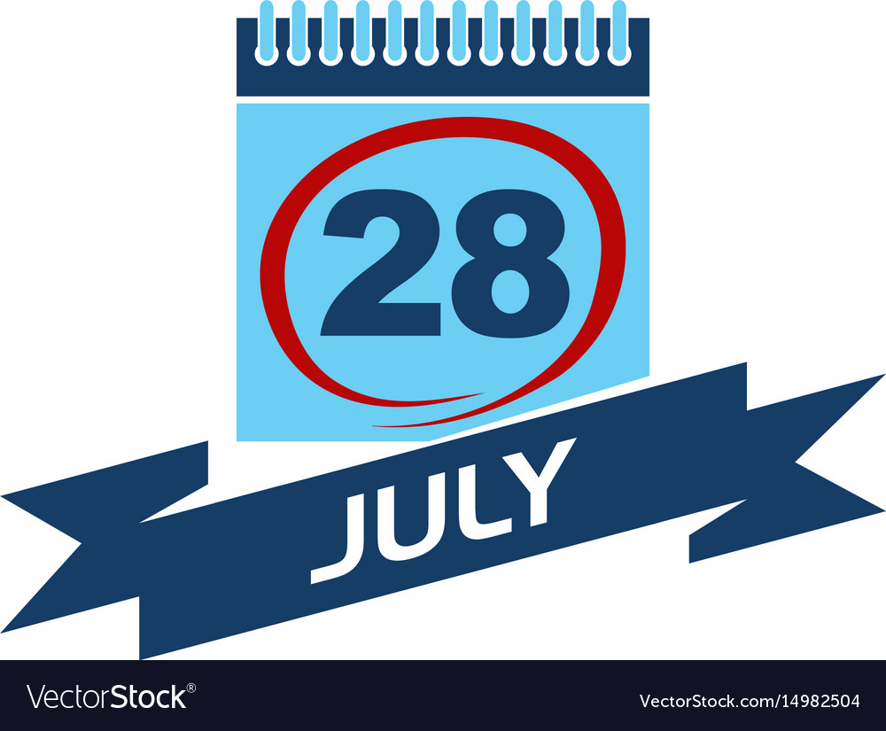 28 july calendar with ribbon Royalty Free Vector Image