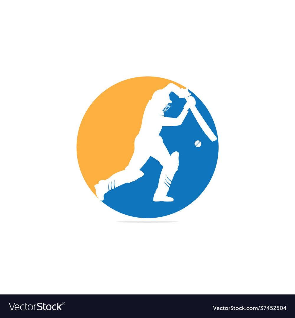 Batsman playing cricket competition logo Vector Image