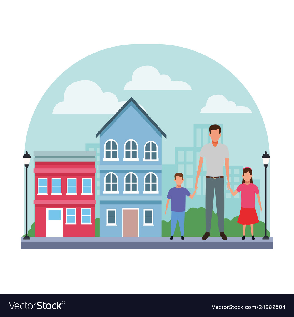 Man with children Royalty Free Vector Image - VectorStock