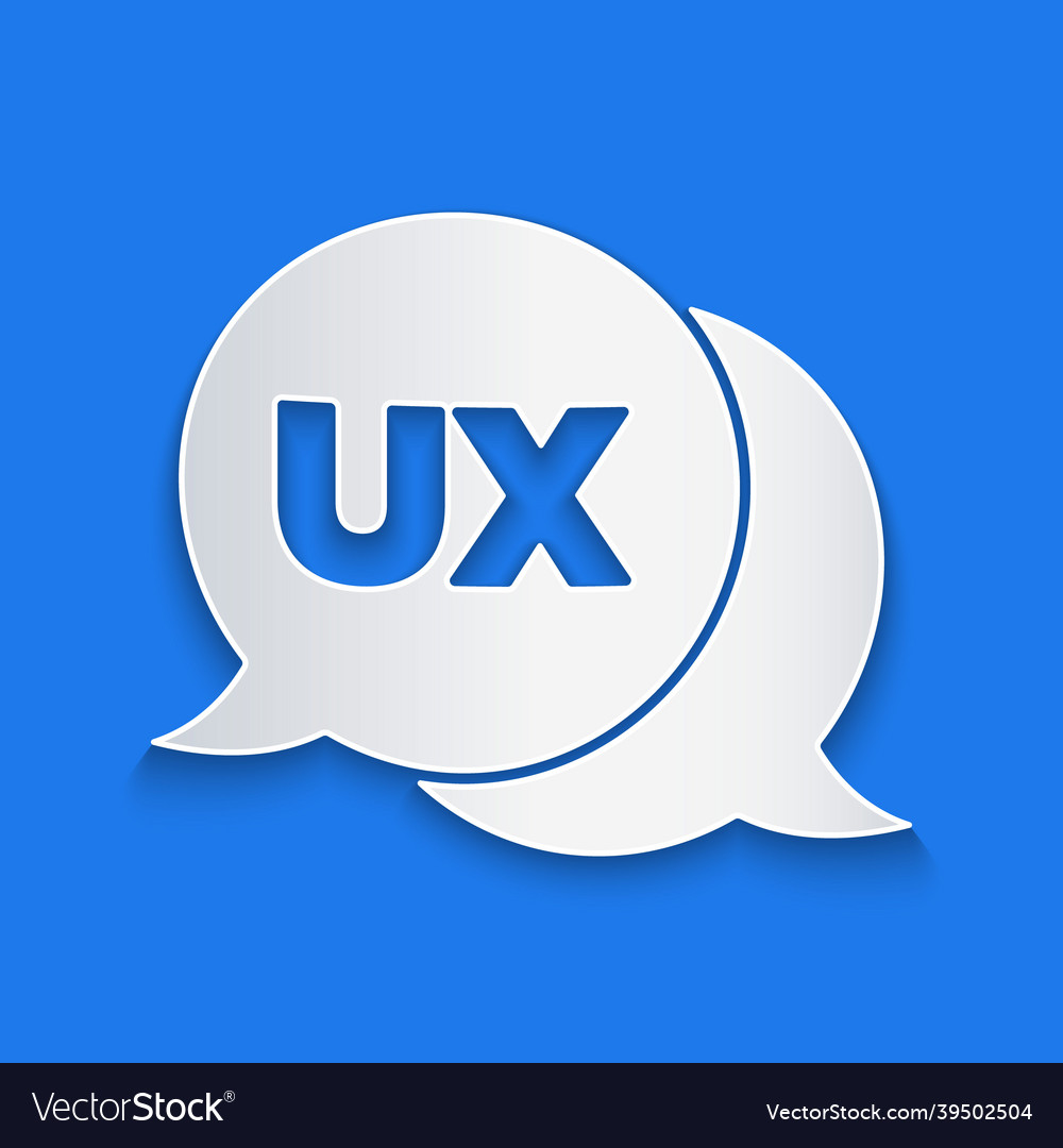 Paper cut ui or ux design icon isolated on blue Vector Image