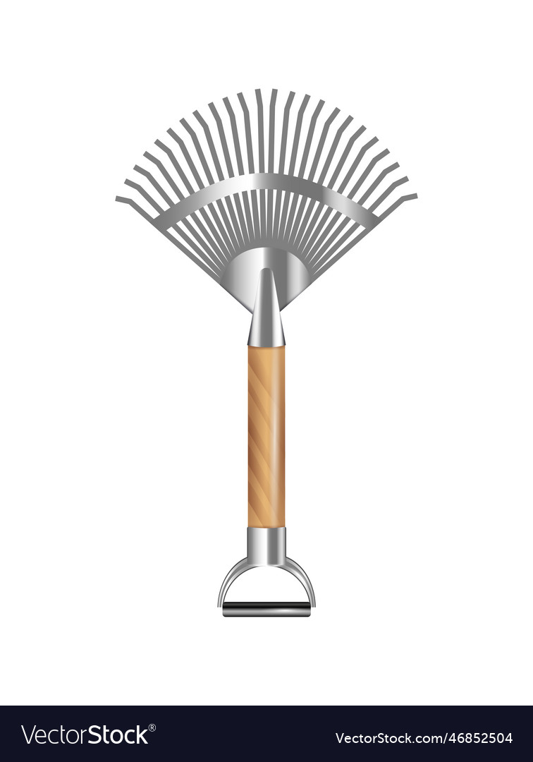 Realistic lawn rake vector image Realistic lawn rake