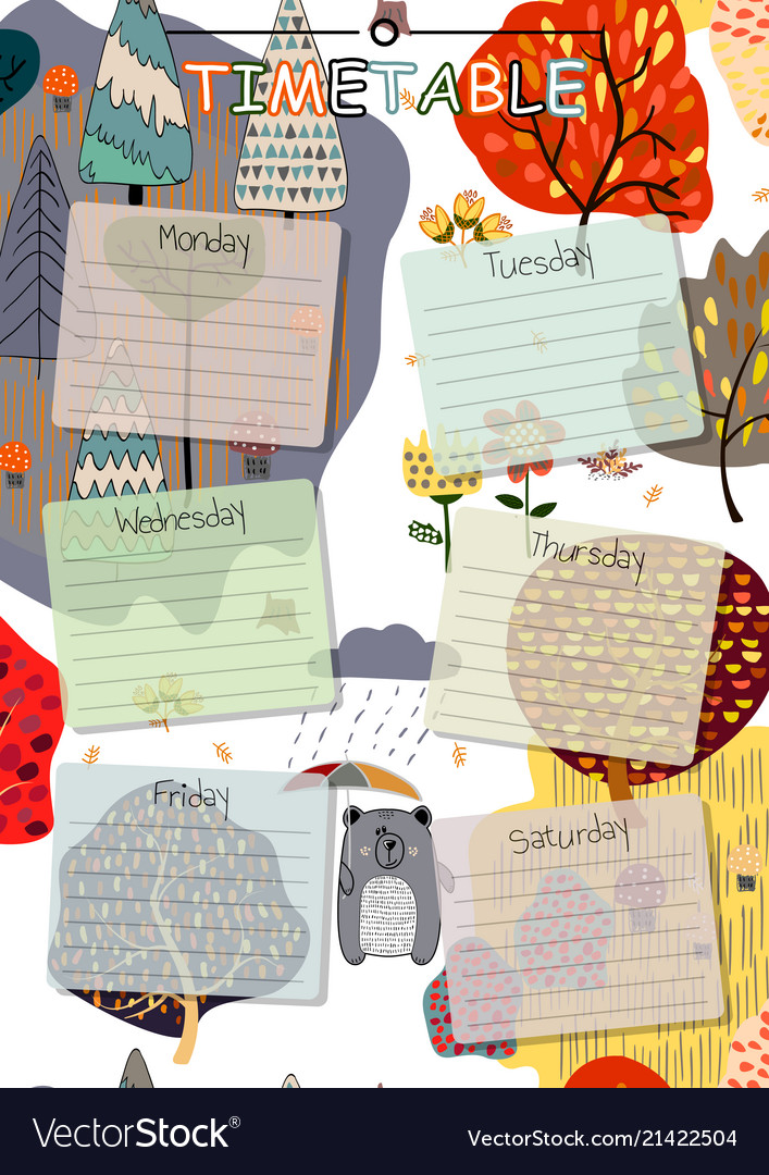 School timetable background for students or pupils