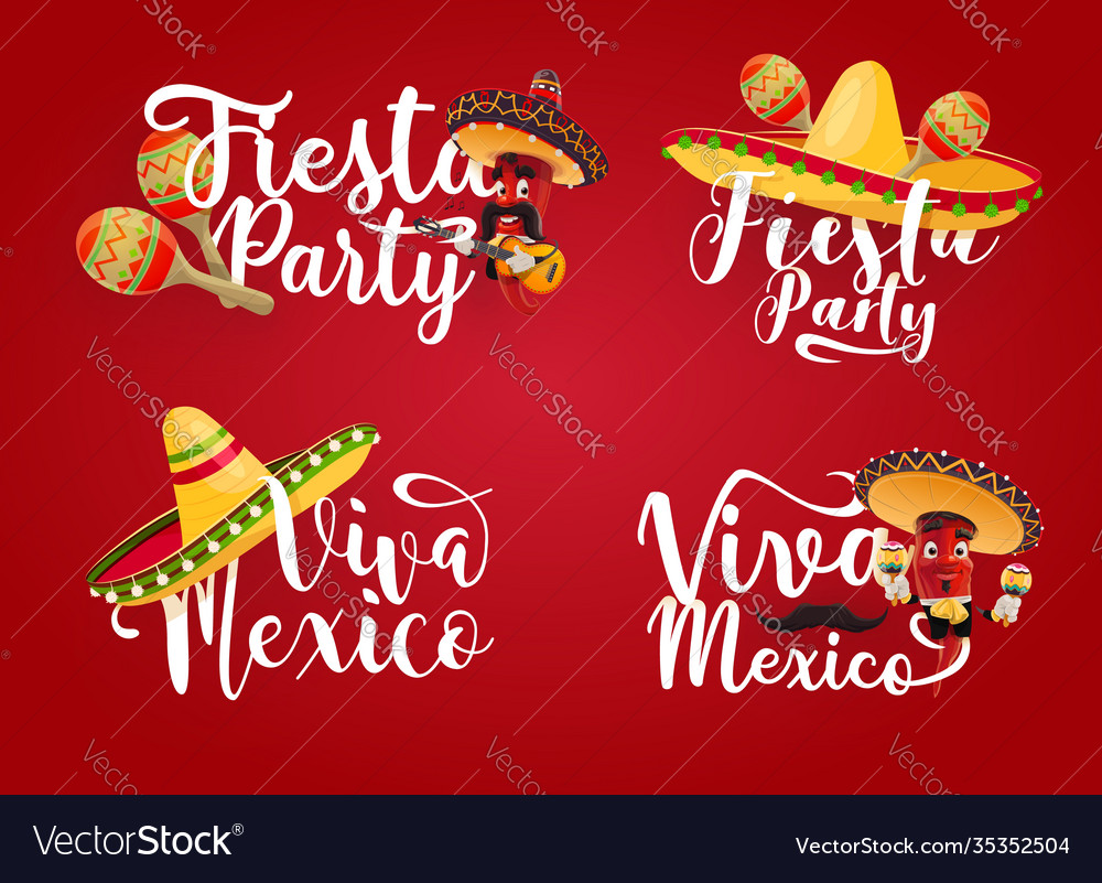 Viva mexico mexican fiesta party icon with chilli Vector Image