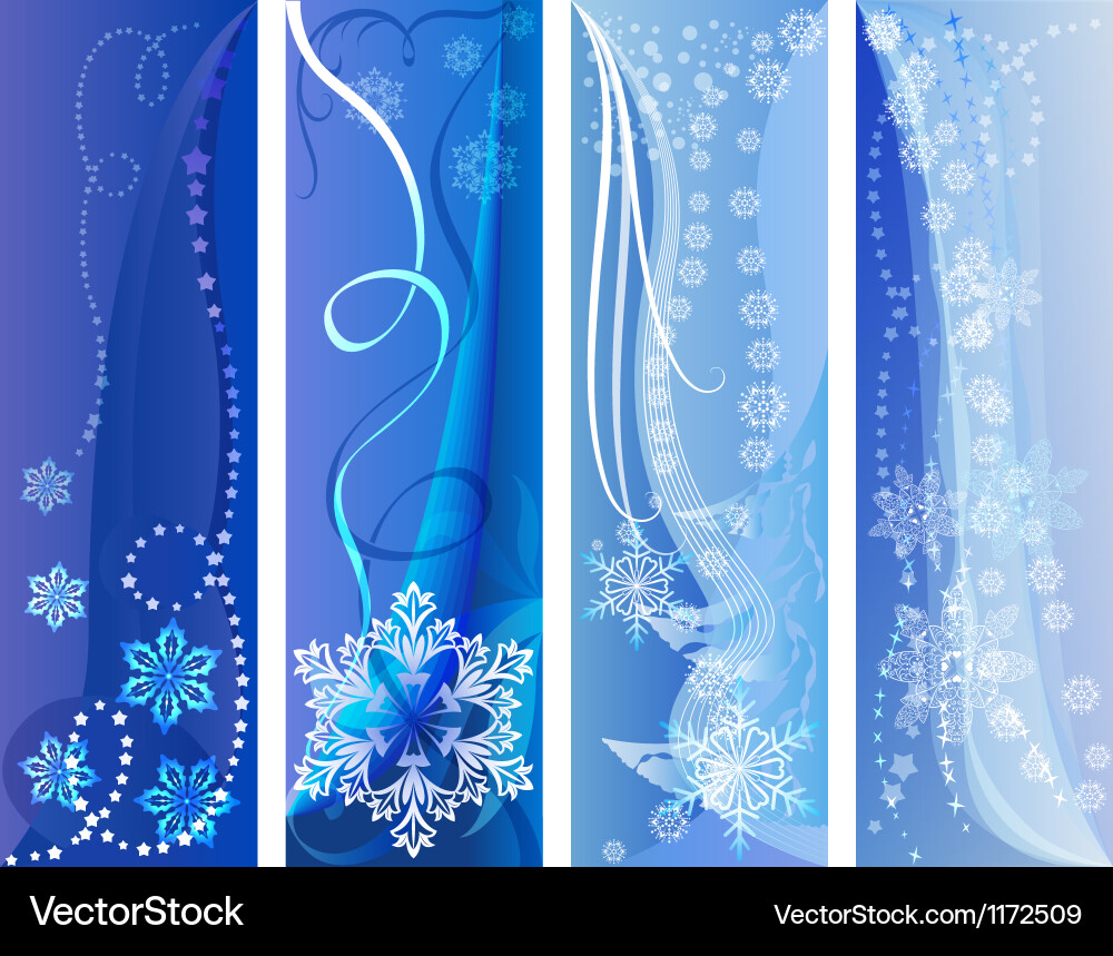 Blue and white vertical winter banners Royalty Free Vector