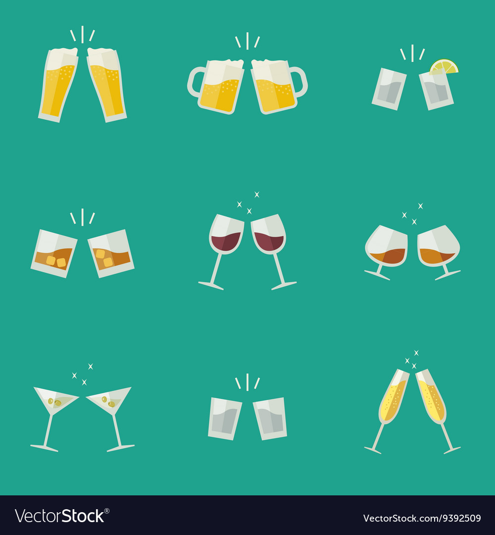 Clink Glasses Icons Royalty Free Vector Image Vectorstock 6224