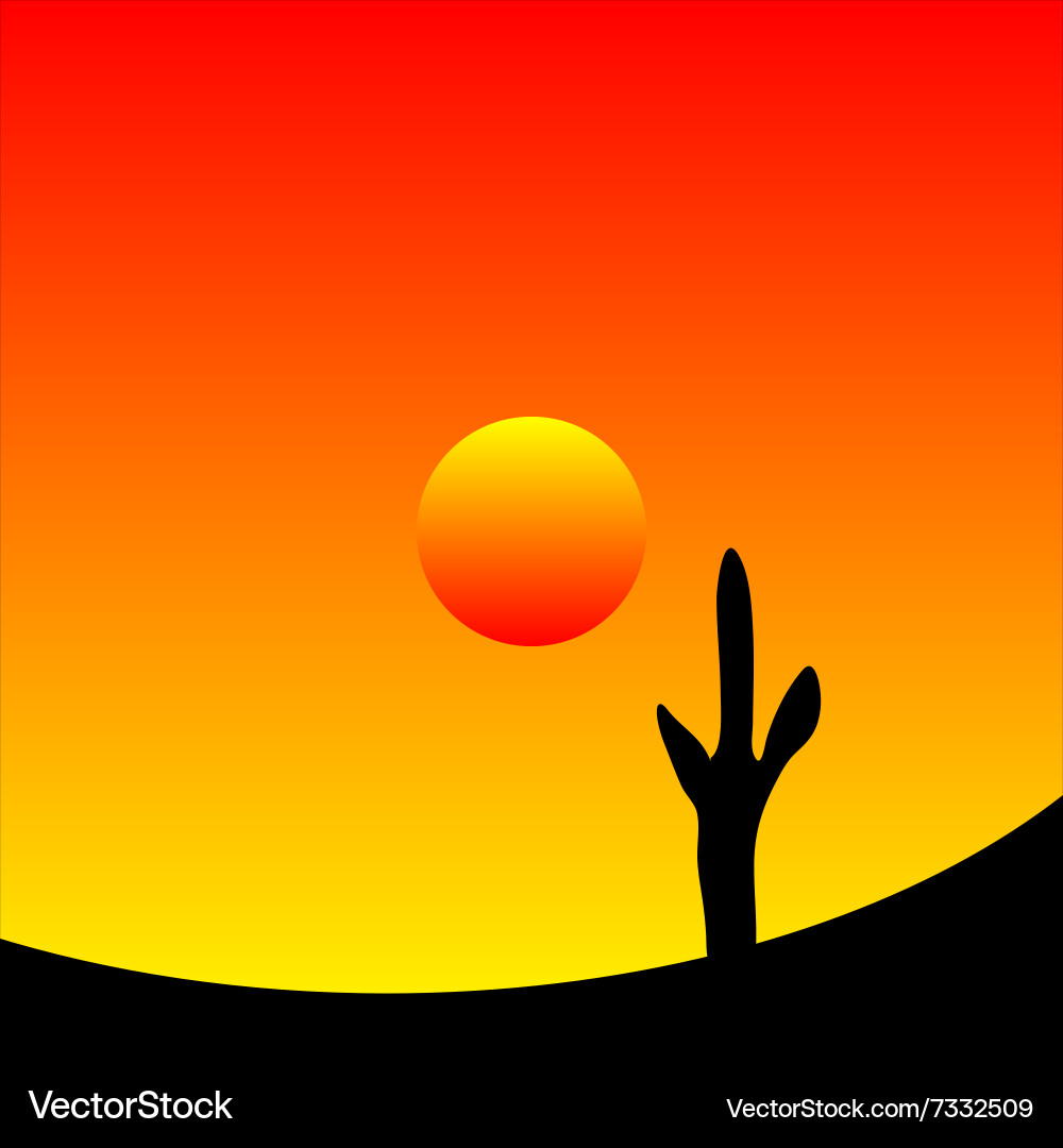Desert sunset Royalty Free Vector Image - VectorStock