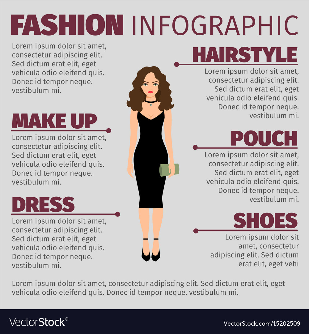 Lady in black dress fashion ifnographic Royalty Free Vector