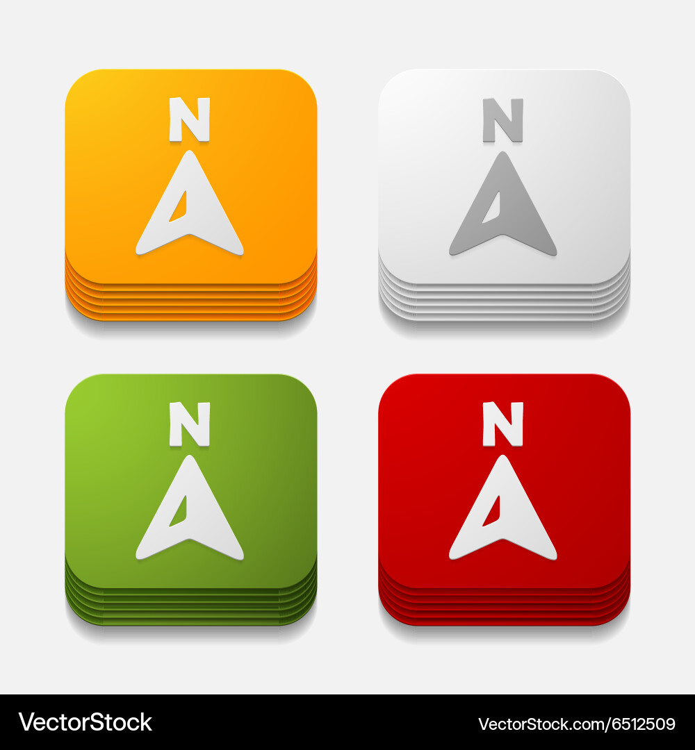 Compass Uibutton Square button compass Royalty Free Vector Image