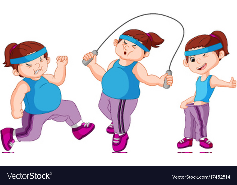 Fat woman sport design collection Royalty Free Vector Image