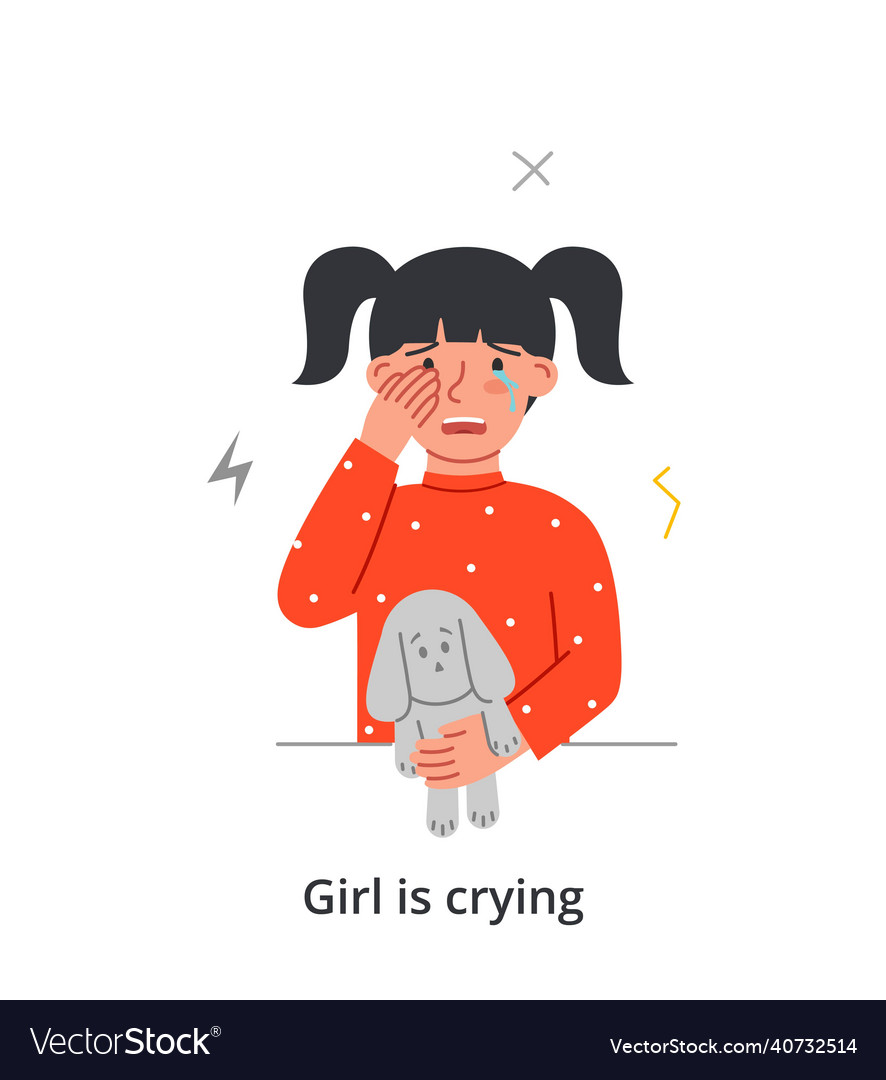 Sad crying woman concept Royalty Free Vector Image