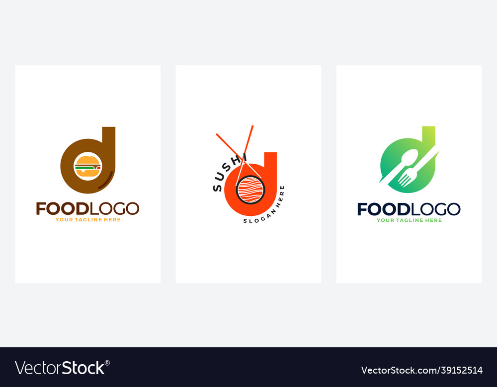 Set of letter d food logo idea Royalty Free Vector Image