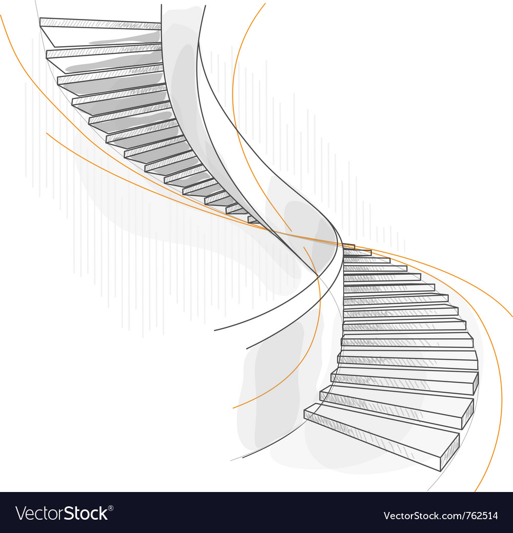 Sketch a spiral staircase Royalty Free Vector Image