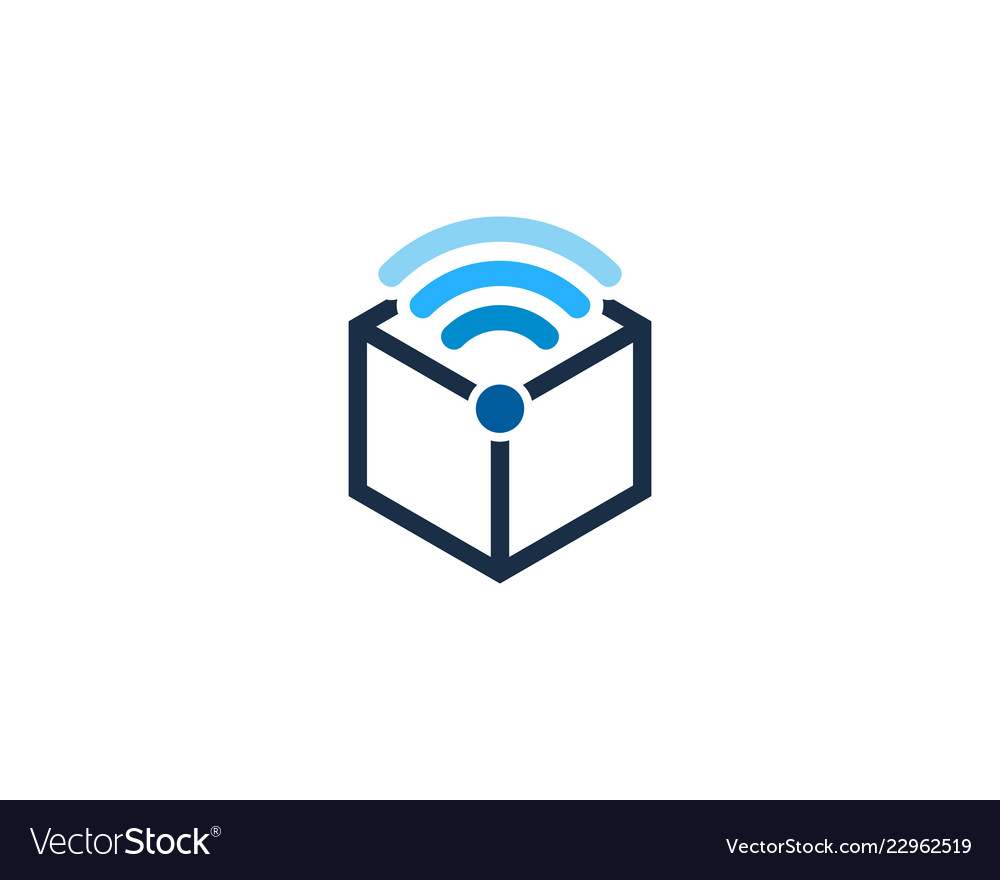 Box wifi logo icon design Royalty Free Vector Image