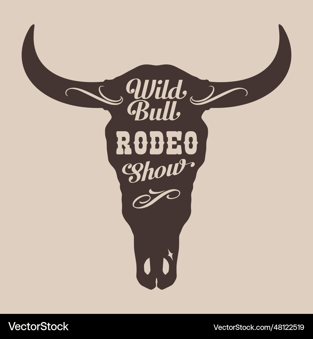 Bull rodeo monochrome vintage element Royalty Free Vector