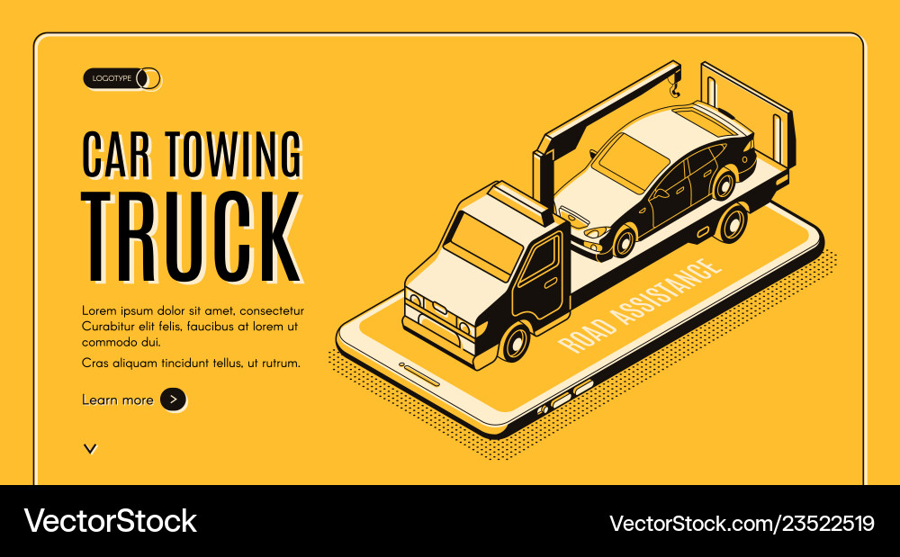 Car Towing Service App Isometric Website Vector Image