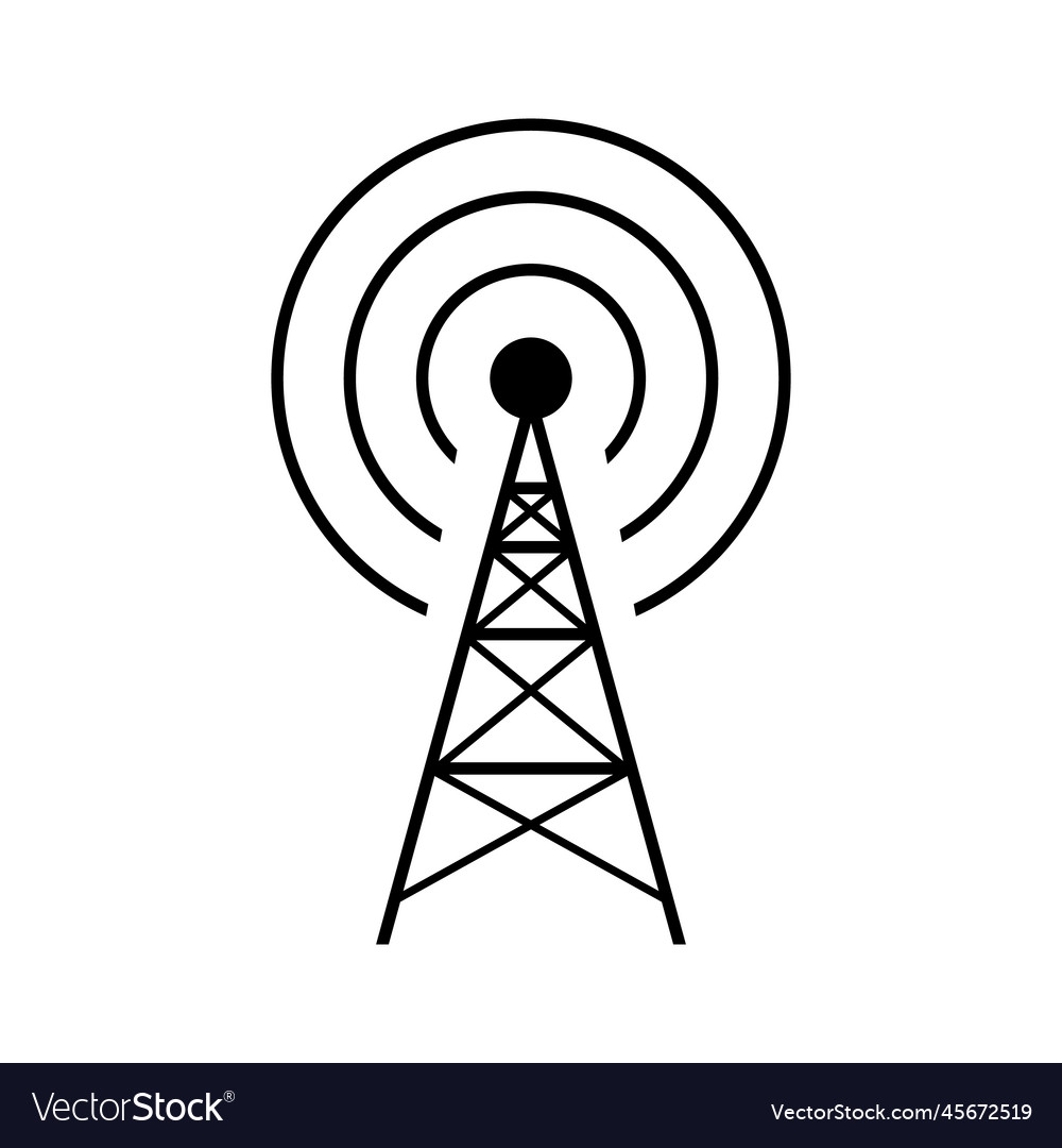 Mobile radio tower and radio area icon Royalty Free Vector