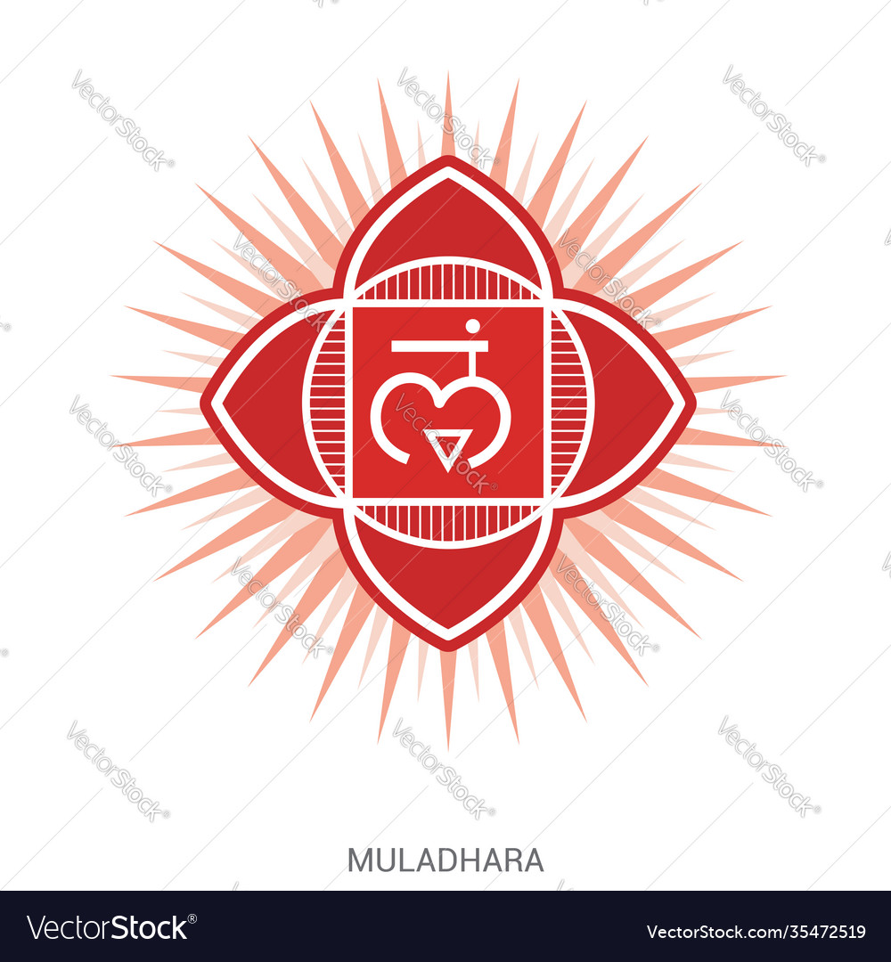 Muladhara chakra yoga ayurveda reiki Royalty Free Vector