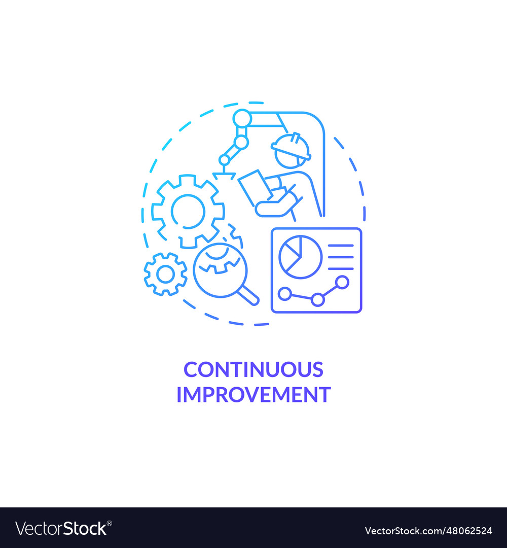 2d gradient continuous improvement line icon Vector Image