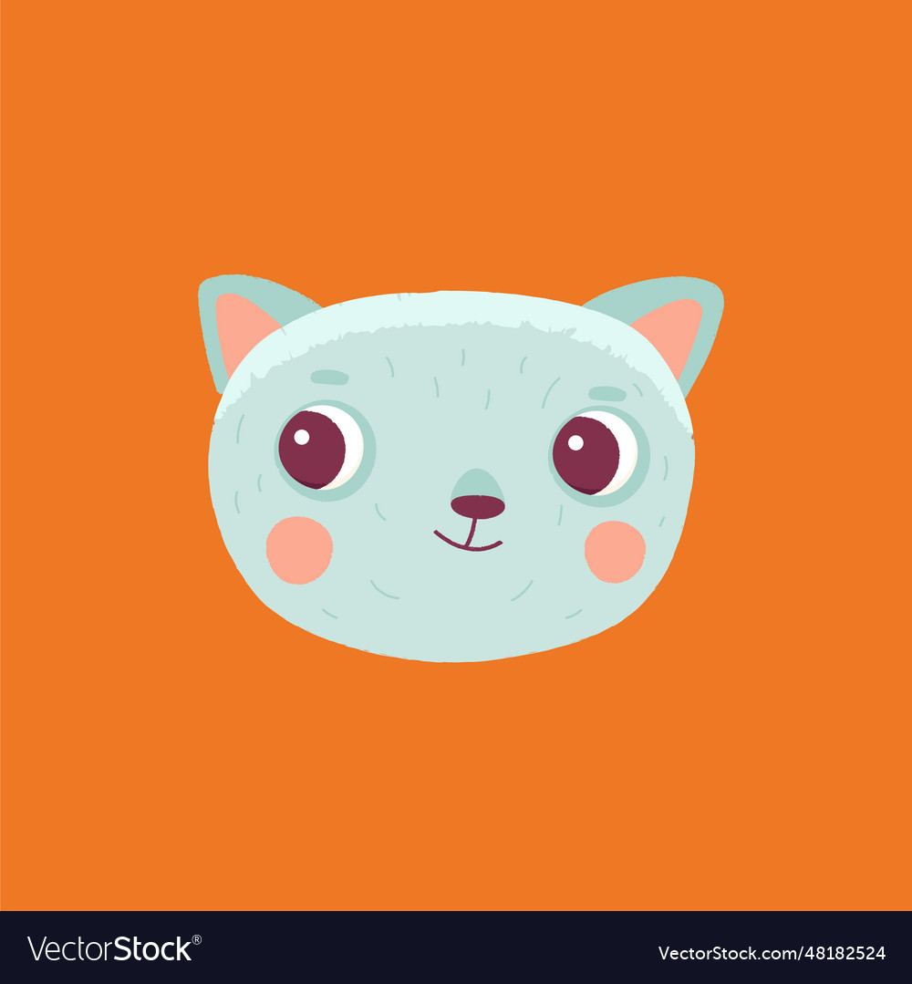 Cartoon in simple childish style with cat Vector Image