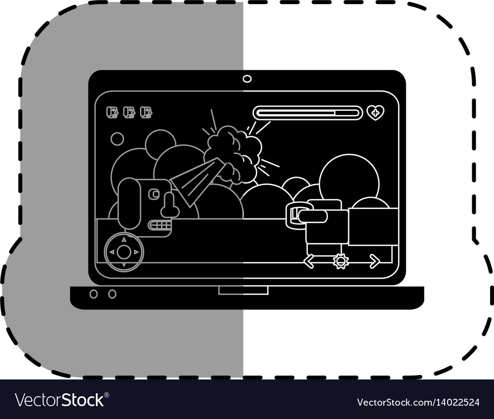 Computer laptop with video game Royalty Free Vector Image