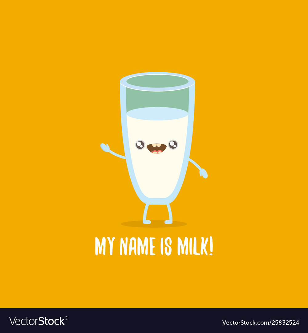 Funny cartoon cute smiling milk glass character Vector Image