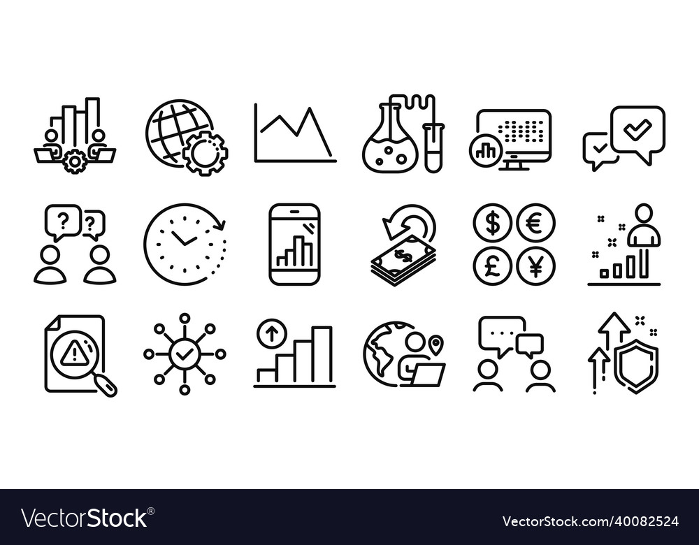 Graph phone chart and people chatting line Vector Image