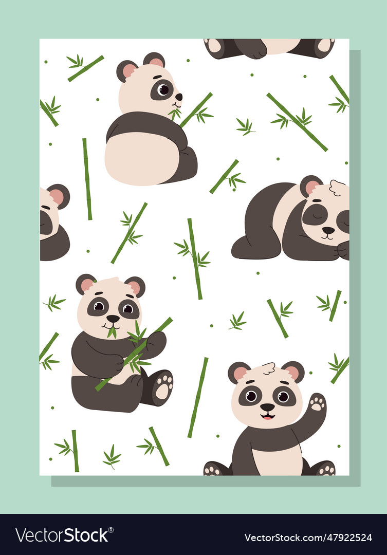 Poster with cute pandas concept Royalty Free Vector Image