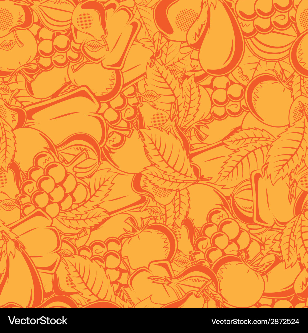 Seamless pattern with autumn fruits and leaves Vector Image