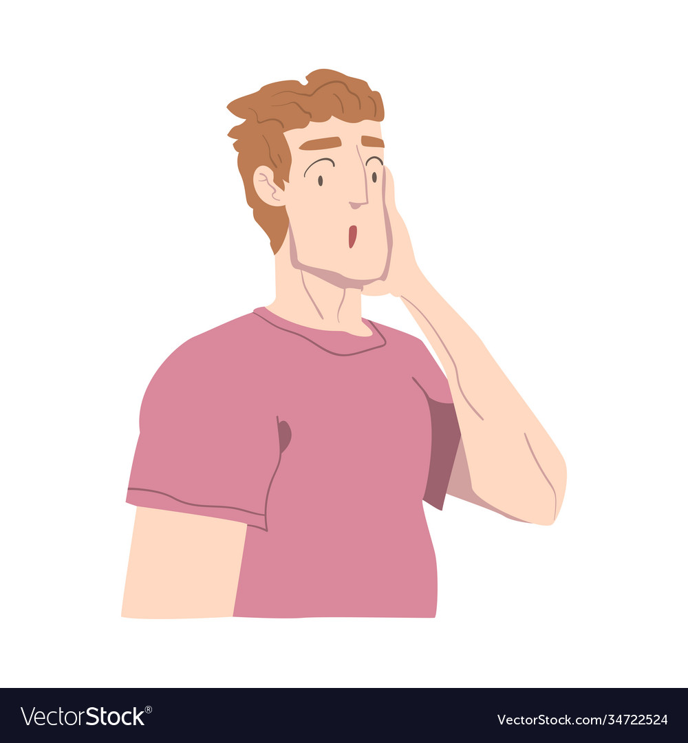 Shocked scared face expression of adult man Vector Image