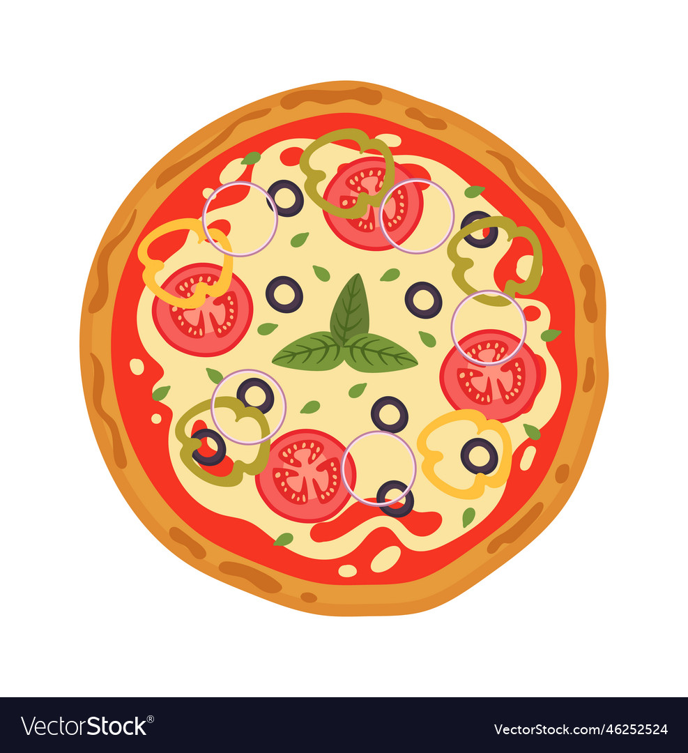 Tasty italian pizza flat Royalty Free Vector Image