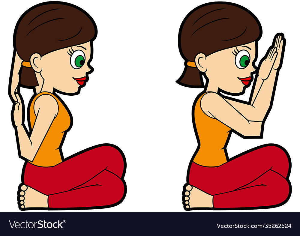 Yoga asana set cow face pose variations Royalty Free Vector