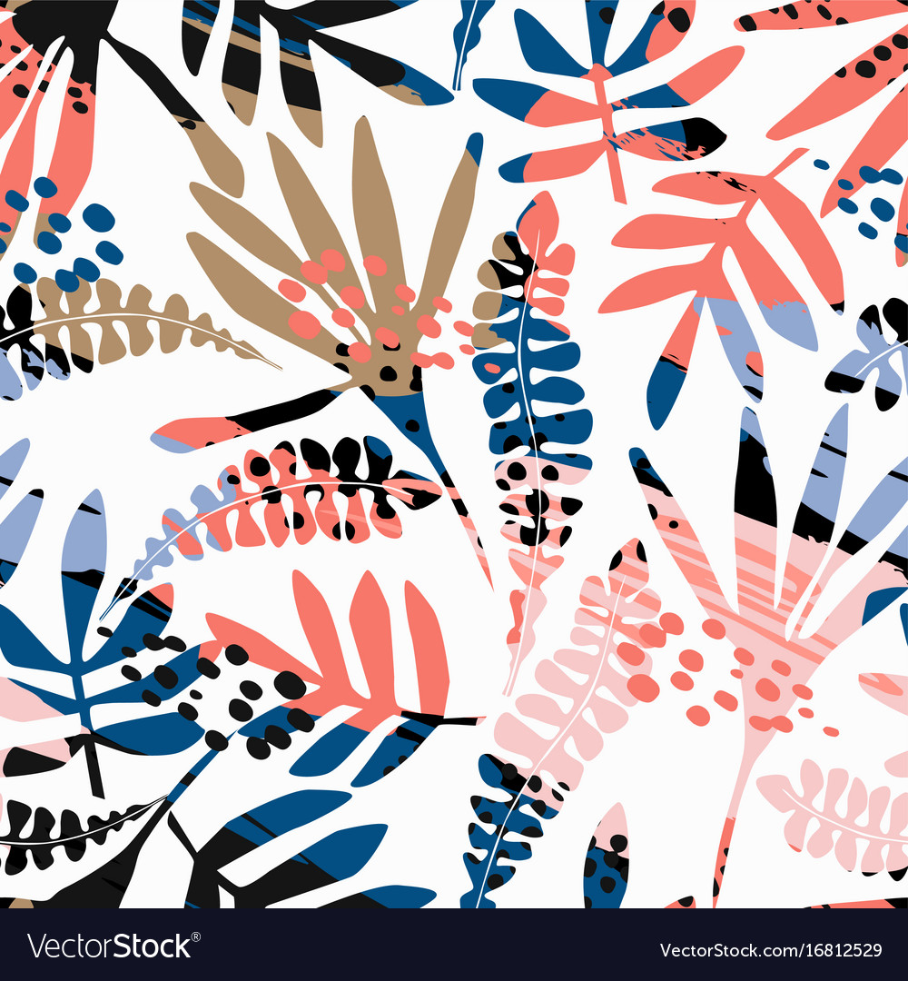 Abstract floral seamless pattern with trendy hand Vector Image