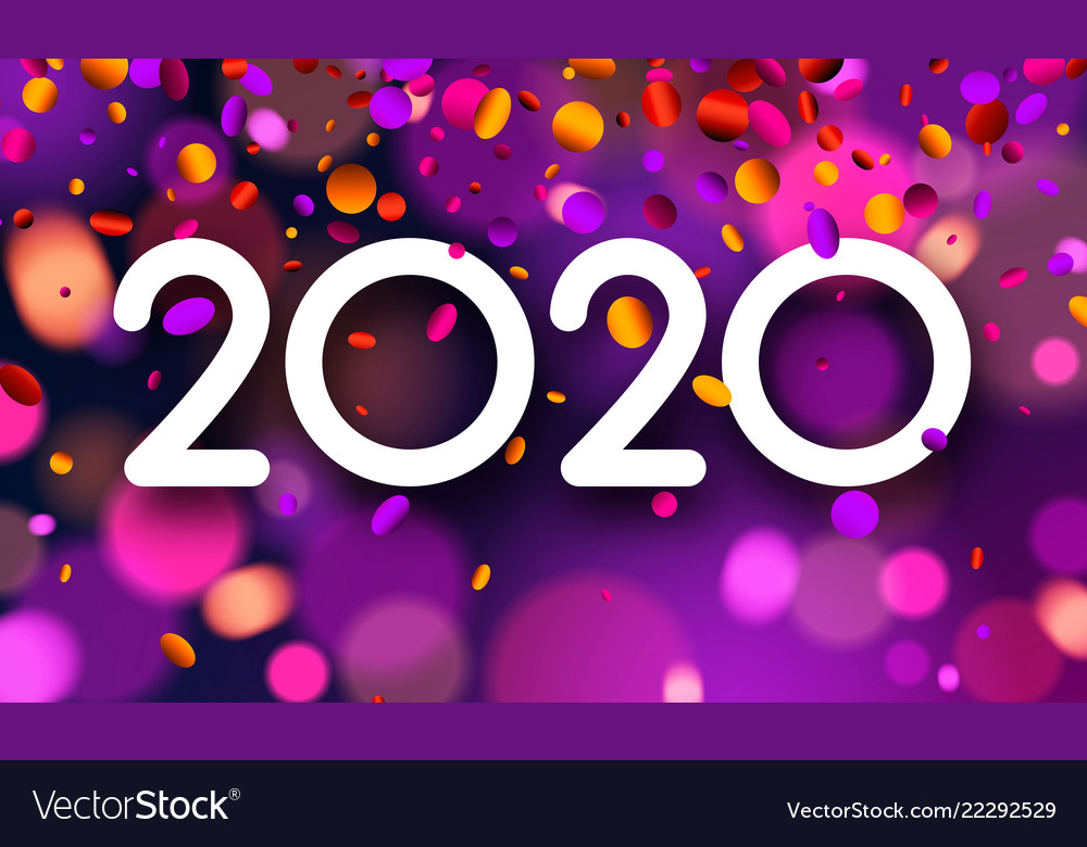 Free New Year Cards 2020 Bright blurred 2020 new year card with colorful Vector Image Free New Year Cards 2020 Bright blurred 2020 new year card with colorful Vector Image
