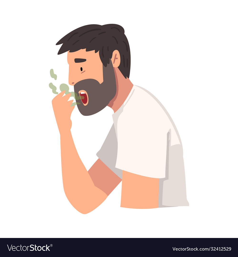 Young man having bad breath guy having body odor Vector Image