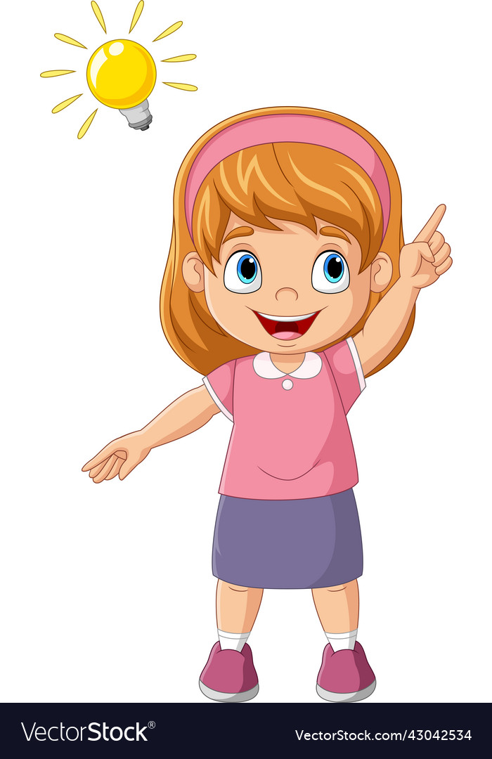 Cartoon little girl with big idea Royalty Free Vector Image