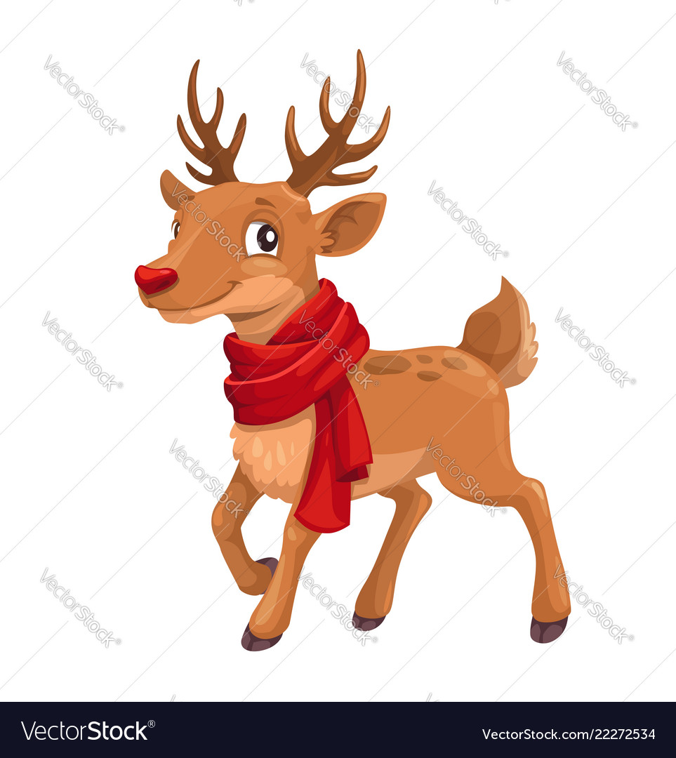 Download Christmas celebration cartoon reindeer in scarf Vector Image