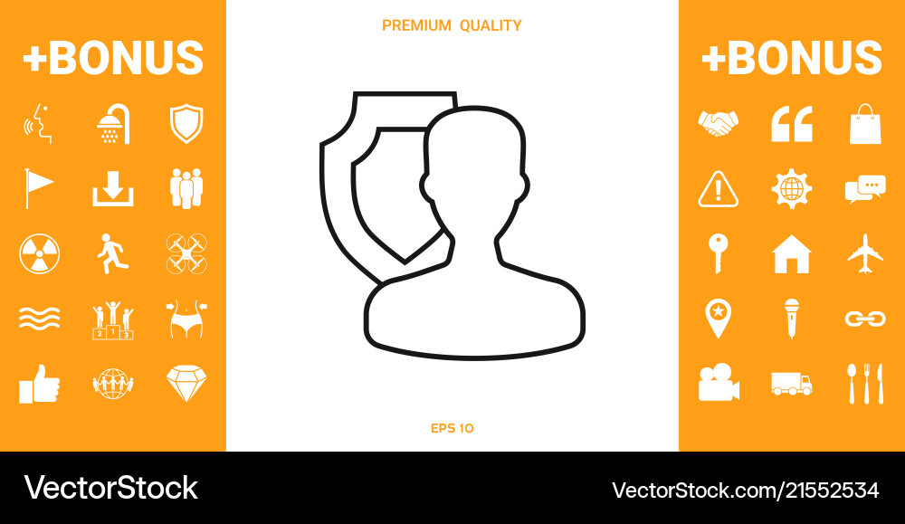 Insurance shield with user - line icon Royalty Free Vector