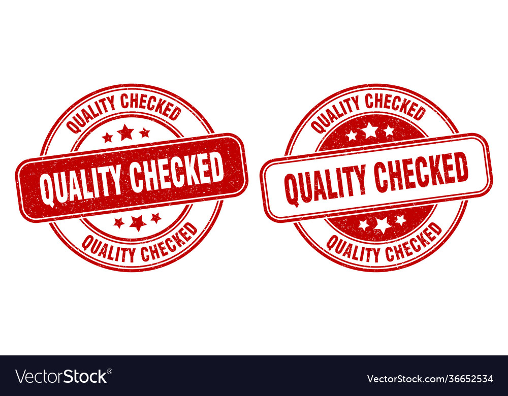 Quality checked stamp label round Royalty Free Vector Image