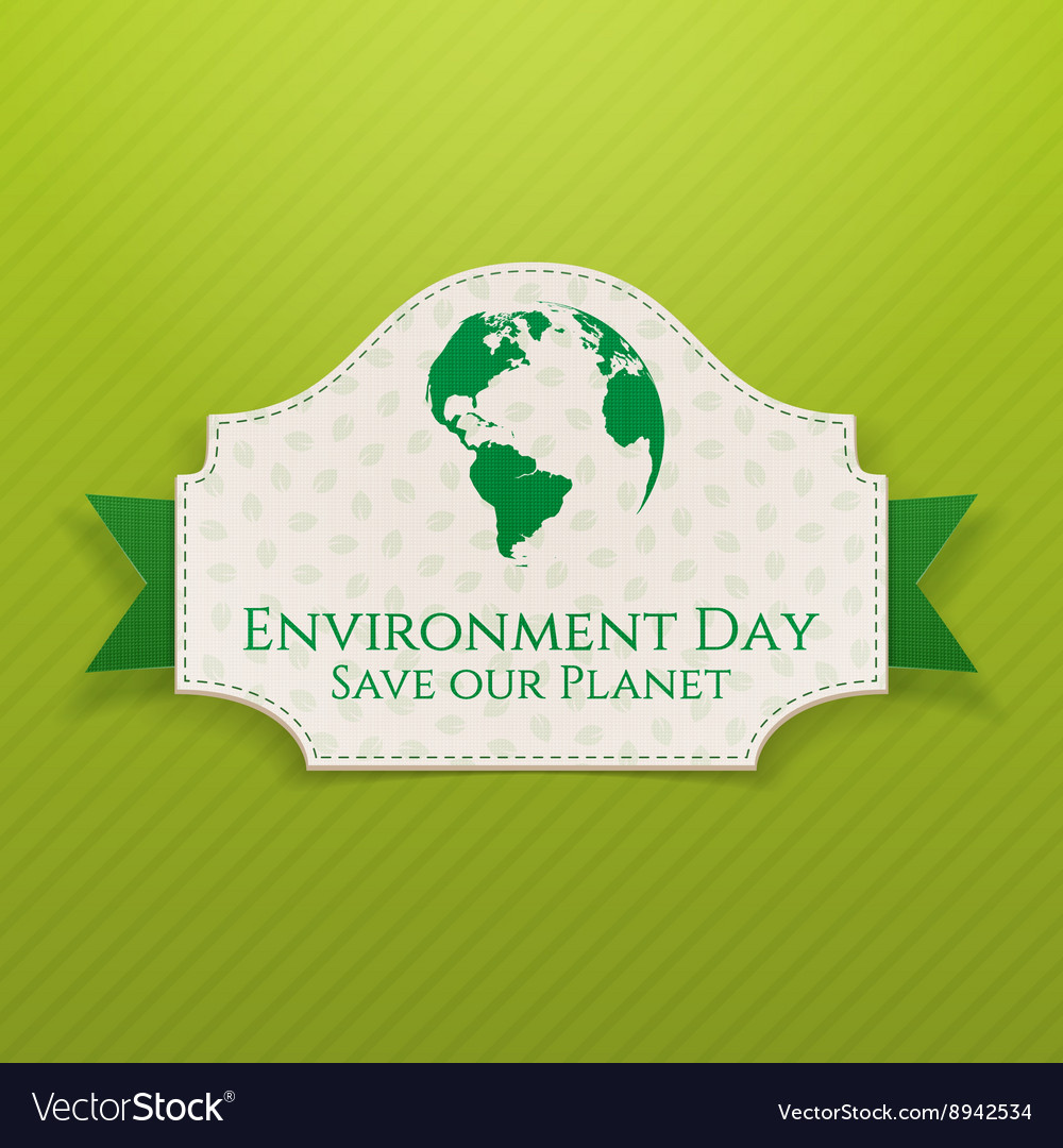 World environment day badge and ribbon Royalty Free Vector