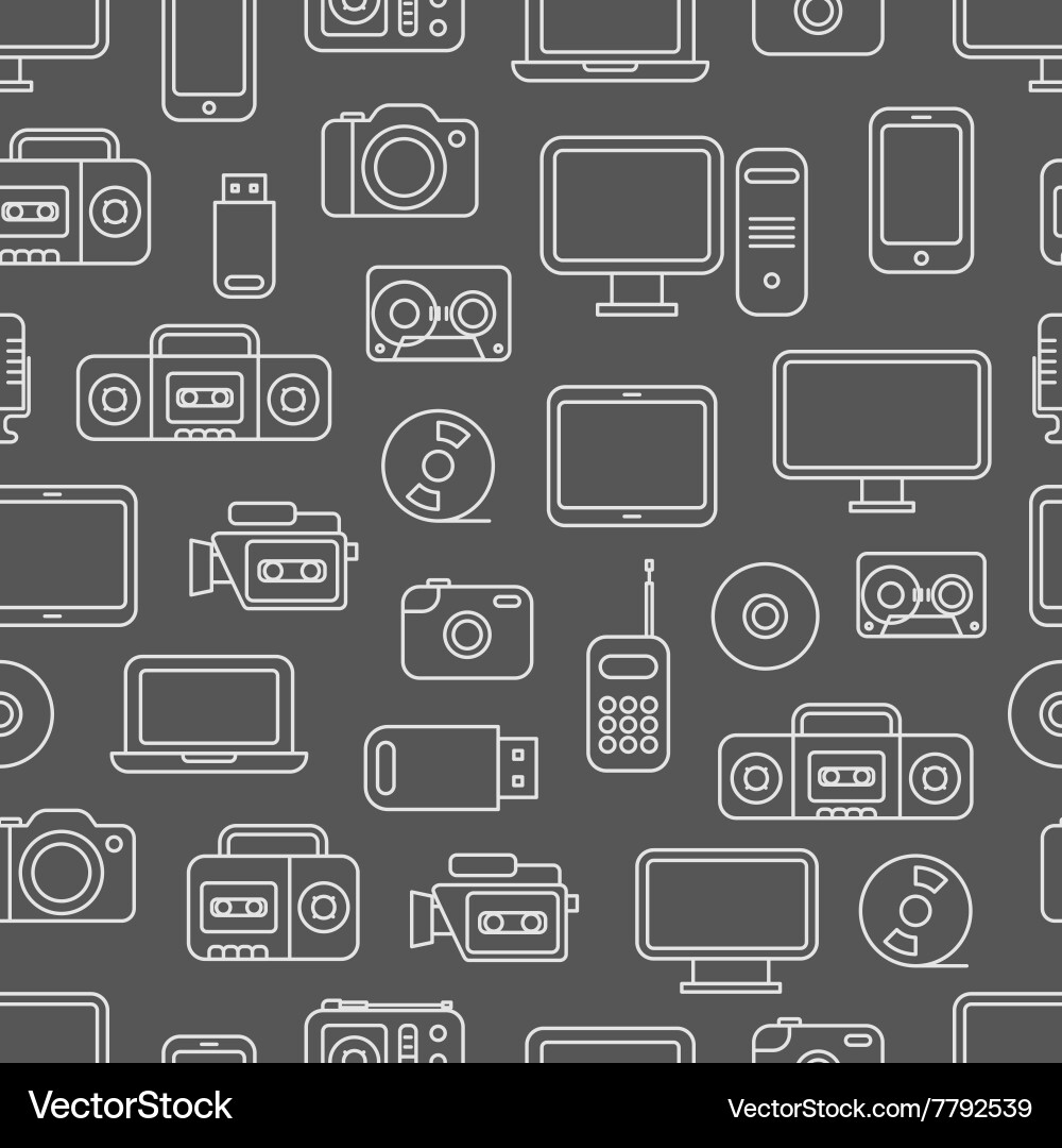 Media Vector Pattern Different media devices seamless pattern Vector Image